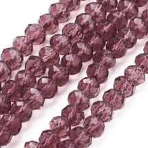 Бусины Стеклянные, Рондель, прозрачные, Цвет: Коричнево-розовый, Размер: Диаметр: 4мм, Толщина: 3мм, Отверстие 1мм, 145шт/46см/нить (УТ100009506)