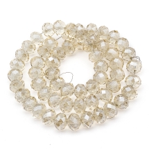 Намистини Австрійський Кришталь, Імітація, Скло Грановані, Прозорі, Рондель, Колір: Бежевий, Розмір: 14х10мм, Отв-тя 1мм, близько 60шт / 60см / нитка, (УТ100009629)