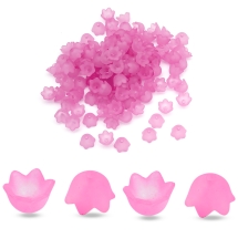 Шапочки для Бусин Акрил Матовые, Прозрачные, Цветок, Цвет: Розовый, Размер: 10х6мм, Отверстие 1.5мм, около 95шт/25г, (УТ100009631)