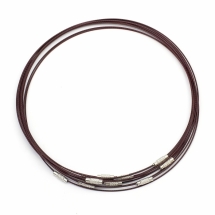 Основа для Намиста, Дріт Нержавіюча Сталь, гвинтова Застібка з Латуні, Колір: Коричневий, Довжина 45см, Товщина 1 мм, (УТ100009834)