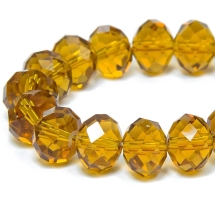 Бусины Австрийский Хрусталь, Имитация, Стекло Граненые, Прозрачные, Рондель, Золотистый, 12х8мм, Отв-тие 1мм, около 72шт/58см/нить (УТ100009628)