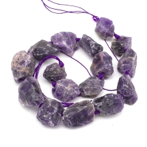 Бусины Натуральный Аметист, Самородки, 13~35x8~28мм, Отверстие 2мм, около 15~19шт/40см/нить, (УТ100009007)