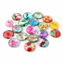 Кабошоны Стеклянные, Круглые, Цвет: Микс, Размер: Диаметр 20мм, Толщина 6мм, (УТ100009396)