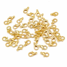 Застежка Карабин-Лобстер, Металл, Цвет: Золото, Размер: 12х6мм, Отверстие 1.5мм, (БА000001056)