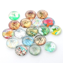 Кабошоны Стеклянные, Круглые, Цвет: Микс, Размер: Диаметр 25мм, Толщина 7мм, (УТ100009402)