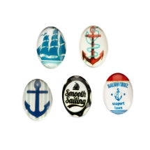 Кабошоны Стеклянные, Овальные, Цвет: Микс, Размер: Длина 18мм, Ширина 13мм, Толщина 4мм, (УТ100009408)