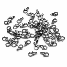 Застежка Карабин-Лобстер, Металл, Цвет: Оружейная Сталь, Размер: 12х6мм, Отверстие 1.5мм, (БА000001057)