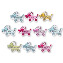 Пуговицы Деревянные Коляска, 2-отверстия, Цвет: Микс, Размер: 40x30x2мм, Отв-тие: 1мм, (УТ100009603)