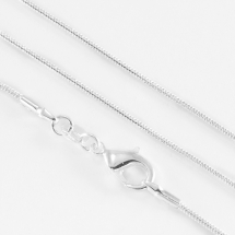 Ланцюг Снейк з Латуні для намиста, Готова Основа з Застібкою Карабін Лобстер, Колір: Срібло, Довжина 45.7см, Ширина 2мм, (УТ100009993)