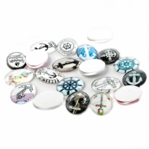 Кабошоны Стеклянные, Овальные, Цвет: Микс, Размер: Длина 25мм, Ширина 18мм, Толщина 6мм, (УТ100009148)