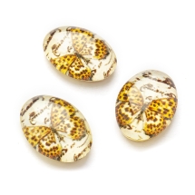 Кабошоны Стеклянные Бабочки, Овальные, Цвет: Оранжевый, Размер: 18х13х6мм, (УТ100009165)