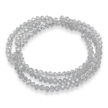 Бусины Гальваника Стекло, Граненые, Рондель, Цвет: Серый, Размер: 4х3мм, Отв-тие: 1мм, около 150шт/45см/нить, (УТ100009308)