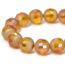 Бусины Стекло с Гальваникой, Граненые, радужные, морозный стиль, Круглые, Коричневый, 9.5~10мм, Отв. 2мм, около 72шт/72см/нить (УТ100009317)