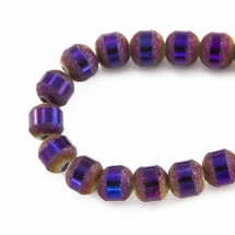 Бусины Стекло с Гальваникой, Круглые, Цвет: Пурпурный, Диаметр 6~6.5мм, Отв. 1мм, около 100шт/60см/нить, (УТ100009332)