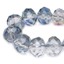 Бусины Гальваника Стекло, Граненые, Рондель, Цвет: Лиловый, Размер: 10x7.5мм, Отв-тие: 2мм, около 72шт/54см/нить, (УТ100009171)