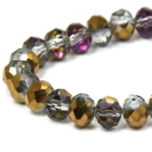 Бусины Гальваника Стекло АВ-Цвет, Граненые, Рондель, Цвет: Серый, Размер: 6х4мм, Отв-тие: 1мм, около 100шт/46см/нить, (УТ100009189)