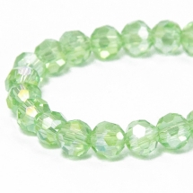 Намистини Скло з гальваніки, Грановані, АВ-колір, Круглі, Колір: Світло-зелений, Діаметр 4мм, Отвір 0.5мм, близько 100шт / 30см / нитка, (УТ100009190)