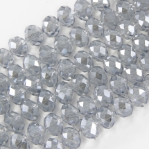 Бусины Гальваника Стекло, Граненые, Рондель, Цвет: Серый, Размер: 10x7.5мм, Отв-тие: 2мм, около 72шт/54см/нить, (УТ100009193)