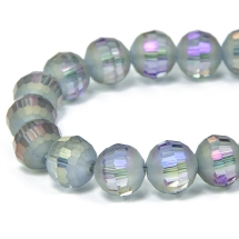 Бусины Стекло с Гальваникой, Граненые, радужные, морозный стиль, Круглые, Голубой, Диаметр 9.5~10мм, Отв. 2мм, около 72шт/72см/нить (УТ100009194)