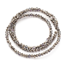 Бусины Стеклянные с Гальваникой Граненые Рондель, Черные, 3х2мм, Отверстие 1мм, около 155шт/35см/нить, (УТ100009211)