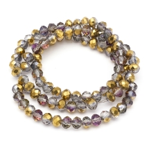 Бусины Гальваника Стекло АВ-Цвет, Граненые, Рондель, Цвет: Сливовый, Размер: 3х2мм, Отв-тие: 1мм, около 100шт/25см/нить, (УТ100009214)