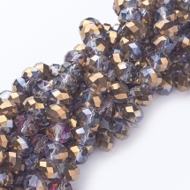 Бусины Гальваника Стекло АВ-Цвет, Граненые, Рондель, Цвет: Серый, Размер: 3х2мм, Отв-тие: 1мм, около 100шт/25см/нить, (УТ100009223)