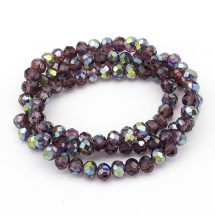 Намистини Гальваніка Скло АВ-Колір, Грановані, Рондель, Колір: Лавандовий, Розмір: 6х4мм, Отв-тя: 1мм, близько 100шт / 46см / нитка, (УТ100009260)