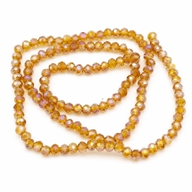 Намистини Гальваніка Скло АВ-Колір, Грановані, Рондель, Колір: Коричневий, Розмір: 3х2мм, Отв-тя: 1мм, близько 100шт / 25см / нитка, (УТ100009268)