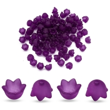 Шапочки для Бусин Акрил Матовые, Прозрачные, Цветок, Цвет: Фиолетовый, Размер: 10х6мм, Отверстие 1.5мм,около 95шт/25г, (УТ100009632)