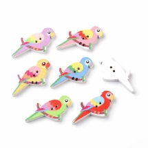 Пуговицы Деревянные Попугай, 2-отверстия, Цвет: Микс, Размер: 35x20x4мм, Отв-тие: 1.5мм, (УТ100009593)