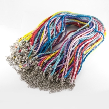 Основа для Намиста Плетені, Штучна Шкіра з Застібкою Карабін і Ланцюжком, Колір: Мікс, Розмір: 42смх3мм, (УТ100010745)