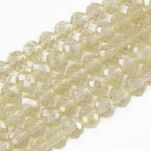 Намистини Гальваніка Скло, Грановані, Рондель, Колір: Бежевий, Розмір: 8х5.5мм, Отв-тя: 1.5мм, близько 72шт / 40см / нитка, (УТ100009173)