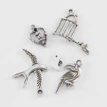 Кулоны Птицы Микс, Металл, Цвет: Античное Серебро, Размер: Микс, (УТ0012730)