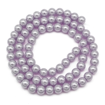 Жемчуг Бусины Стекло 6мм, Глянец, Экокраска, нить из смесового хлопка, Круглые, Серо-розовый, 6мм, Отв. 1мм, ок. 72шт/43см/нить (УТ0029344)