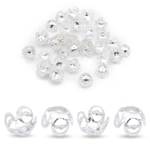 Шапочки для Бусин Железные, Цветок, Цвет: Серебро, Размер: 8х8х5мм, Отверстие 1мм, (УТ100011001)