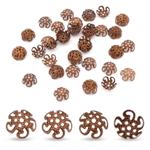 Шапочки для Бусин Железные, Цветок, Цвет: Медь, Размер: 10х4мм, Отверстие 1мм, (УТ100011003)