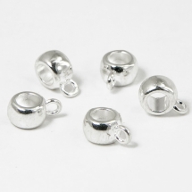 Бейл Бочонок, Тибетский Стиль, Бижутерный сплав, Цвет: Серебро, Размер: 11.5x8x5.5мм, Диаметр внутри 4.8мм, Отв-тие 2мм, (УТ100010674)