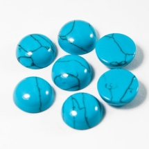 Кабошони Синтетична Бірюза, Круглі, Колір: Блакитний, Розмір: 12x4.5-5.5мм (УТ100010635)