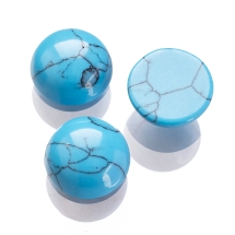 Кабошоны Синтетическая Бирюза, Круглые, Цвет: Голубой, Размер: 12x4.5-5.5мм (УТ100010635)