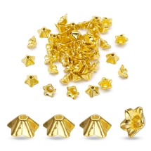 Шапочки для Бусин Металеві, Квітка, Колір: Золото, Розмір: 8.5х5мм, Отвір 1мм, (УТ100010873)