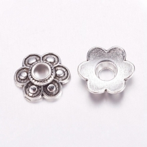 Шапочки для Бусин Металеві, Квітка, Колір: Античне Срібло, Розмір: 15х3мм, Отвір 4мм, (УТ100010875)