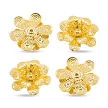 Шапочки для Бусин, Цветок, Латунь, Цвет: Золото, Размер: 16x5мм, Отверстие 1мм, (УТ100010863)
