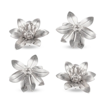 Шапочки для Бусин Квітка, Латунь, Колір: Платина, Розмір: 13x6мм, Отвір 1мм, (УТ100011080)