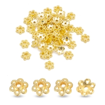 Шапочки для Намистин Квітка 6 Пелюсток, Сплав, Стиль Тибету, Золото, 6х2мм, Отвір 1мм, (УТ100011112)