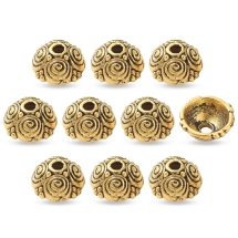 Шапочки для Бусин Сплав, Круглі, Античне Золото, 8х8х4.5мм, Отвір 2мм, (УТ100011120)