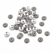 Шапочки для Бусин Металеві, Квітка, Колір: Античне Срібло, Розмір: 8х2.5мм, Отвір 2мм, (УТ100011131)