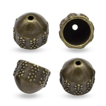 Шапочки для Бусин Металеві, Круглі, Колір: Бронза, Розмір: Довжина 12мм, Діаметр 10мм, Усередині 9мм, Отвір 1мм, (УТ100011132)
