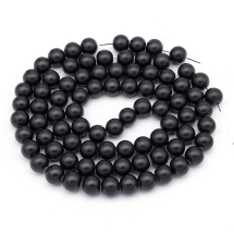 Жемчуг Бусины Стеклянные, Матовые, Круглые, Цвет: Черный N10, Диаметр: 10мм, Отв. 1,5мм, около 83шт/83см/нить, (УТ100010556)