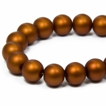 Перли Намистини Скляні, Матові, Круглі, Колір: Коричневий N13, Діаметр: 10мм, Отвір 1,5мм, близько 83шт / 83см / нитка, (УТ100010557)