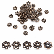 Шапочки для Бусин 6 пелюсток, Квітка, Метал, Тибетський Стиль, Колір: Мідь, Розмір: 6х1.5мм, Отвір 2мм, (УТ100011173)